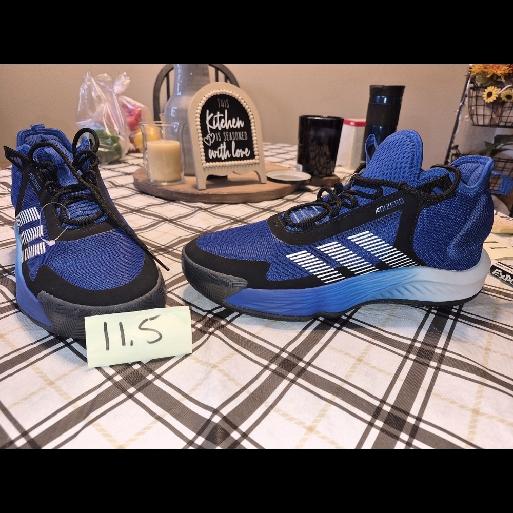 Adidas Mens Black and Blue Sneakers